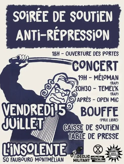 Action EACOP Chambéry : soirée et concert de soutien antirépression !